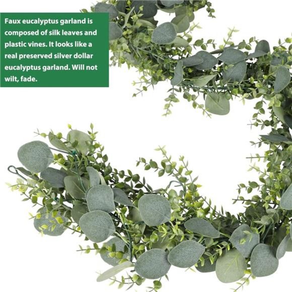 5pcs 5.5ft Artificial Eucalyptus Garland Fake Silver Dollar Eucalyptus Greenery - Picture 3 of 6